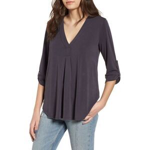 All In Favor Perfect Henley Tunic In Washed Black Size XS
